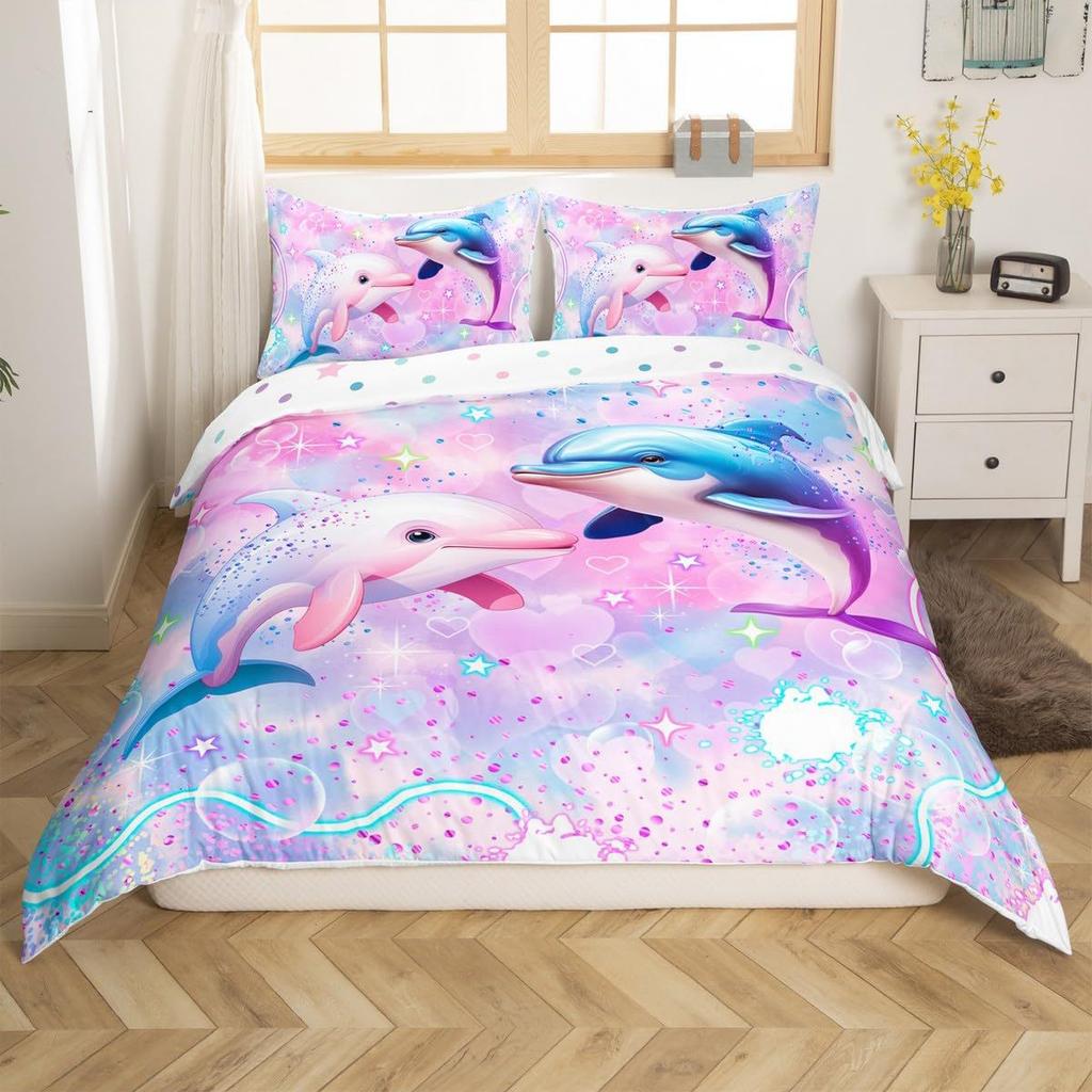 Colored Mushroom Three-Piece Quilt Cover 3D Digital Printing Bedding Set Mandala Bed Cover