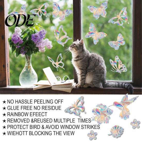 Detachable Window Sticker Butterflies Self-adhesive Rainbow Prism Suncatcher Decorate Glass Decal Home Decor Supplies