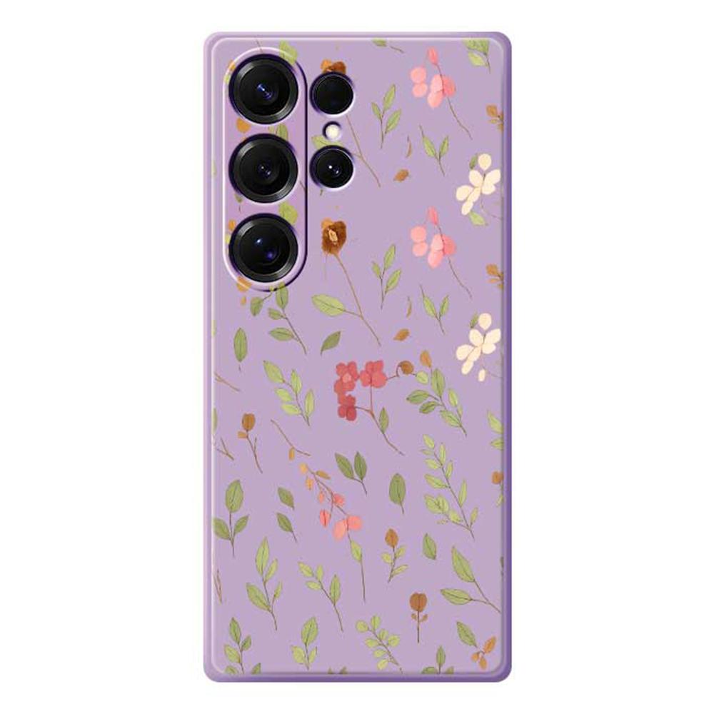 For Samsung Galaxy S25 Ultra Case Small Flower Leaves Pattern Printing Straight Edge TPU Phone Back Cover