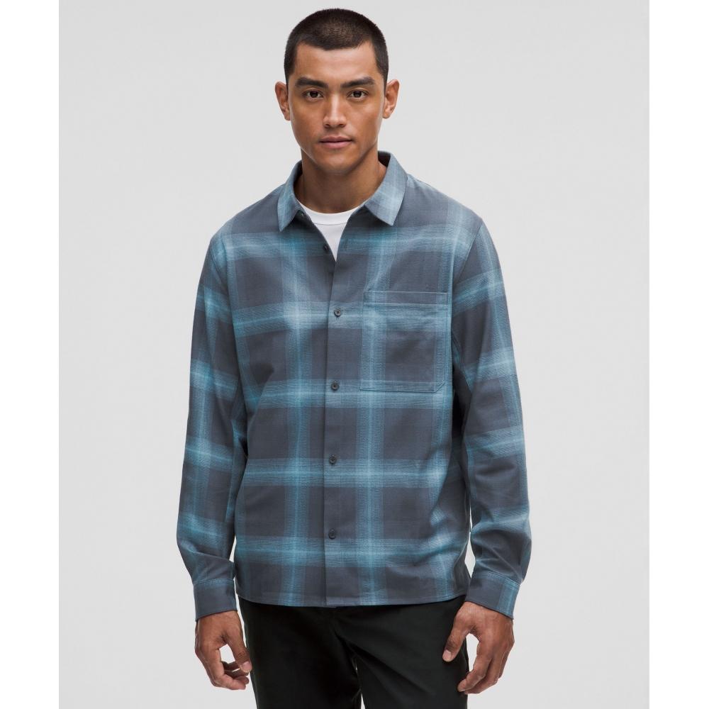 

Lululemon Brushed Woven Overshirt Vista Plaid Iron Blue Aqua Smoke XXL