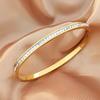 Luxury Radiant Baguette Zircon Stainless Steel Bangle Elegant Gold Plated Bracelet for Daily Style