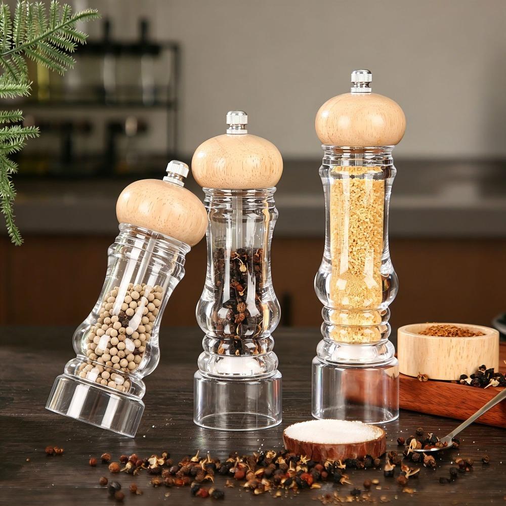 Manual Acrylic Pepper Salt Grinder Adjustable Coarseness Salt and Pepper Bottle  Dinning Table