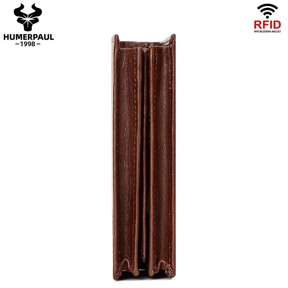 Humerpaul Genuine Leather Men Wallet Rfid Slim Card Holder with Anti-lost Pocket