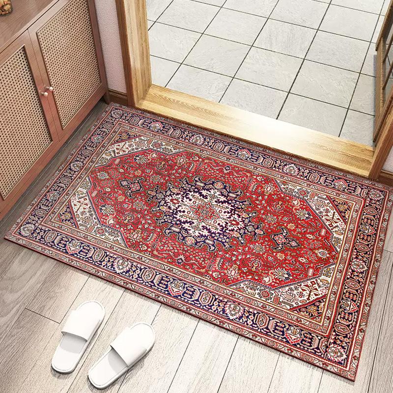 Retro Persian Style Dustproof and Water-Absorbent Door Mat for Entrance, Living Room, and Bathroom
