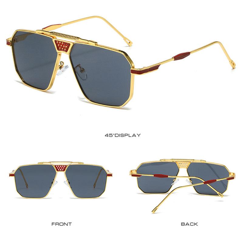 Metal Classic Brand Designer Square Sunglasses Women For Men Vintage Sun Glasses Punk Popular Big Frame Luxury Eyeglasses Uv400