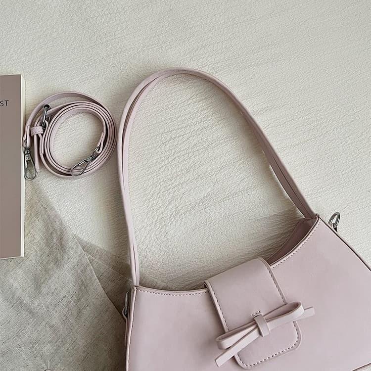 Borsa a tracolla singola da donna con decorazione a fiocco, borsa da ascella
