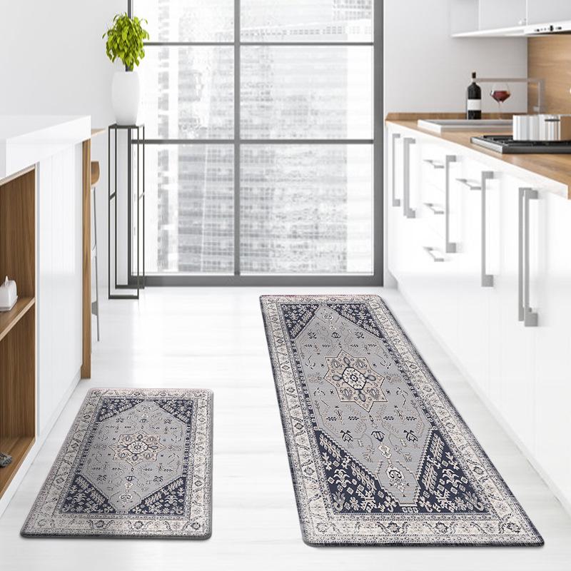 New Retro Carpet Entrance Mat Home Kitchen Anti-slip Dustproof Thickened Washed Long Strip Mat