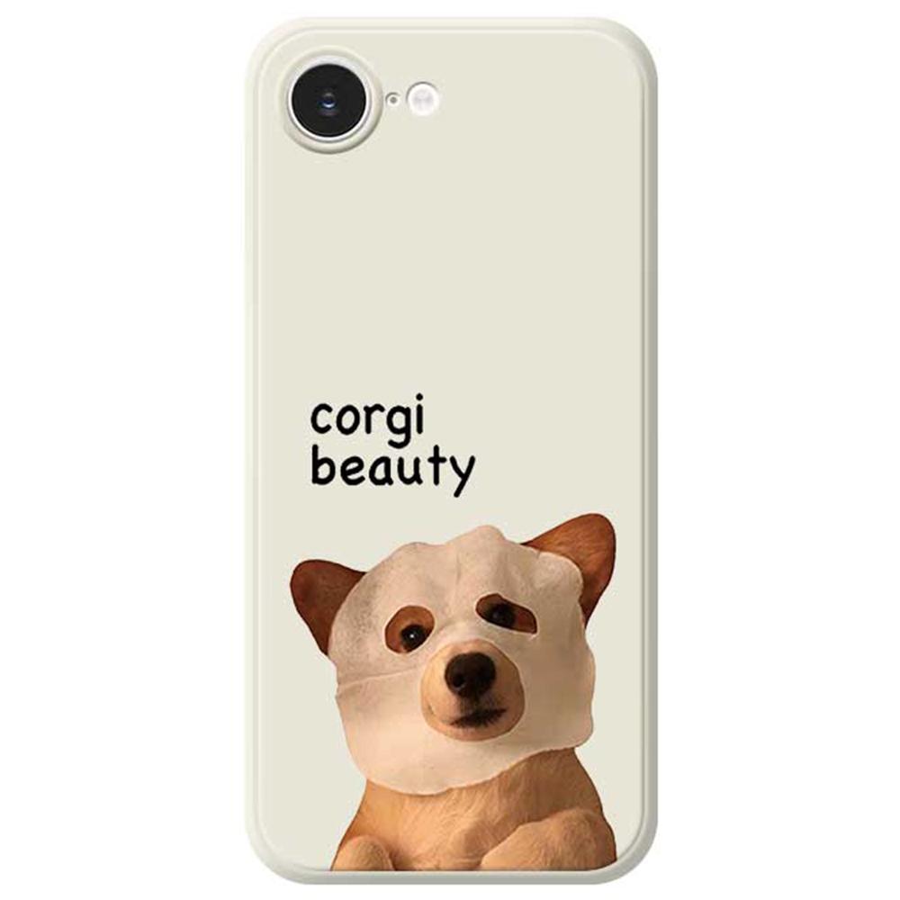For iPhone 16e Case Cute Corgi Beauty Pattern Printing Straight Edge TPU Phone Back Cover