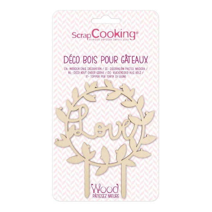 Wooden Cake Topper - Love - 12.5 X 11 Cm - Food Safe - Elegant for Desserts