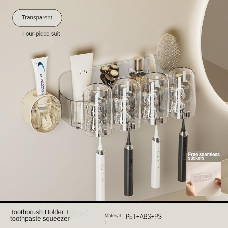 Bathroom Mouthwash Cup Toothpaste Dispenser Wall-Mounted Cup Holder a Family of Three Toothbrush Cup