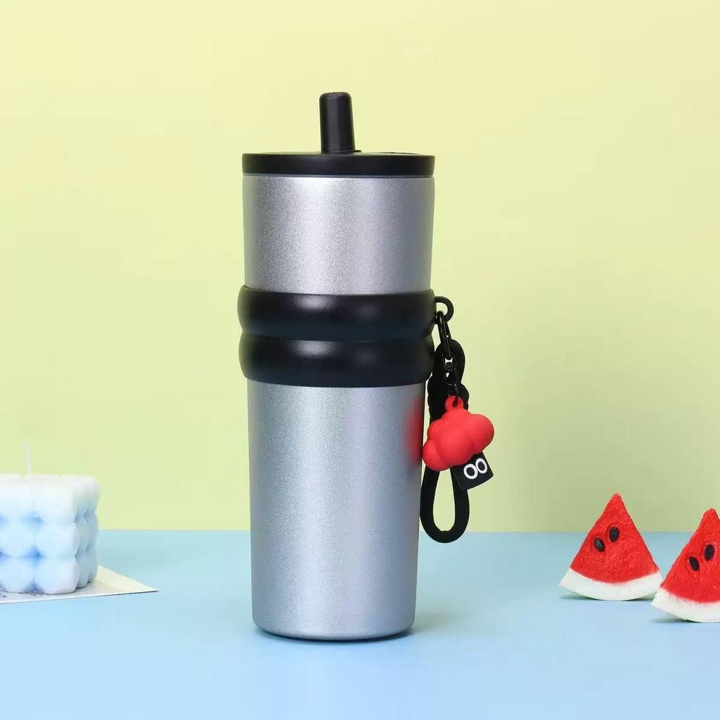 316 Stainless Steel Portable Thermos Cup with Giant Straw for Coffee or Ice Water