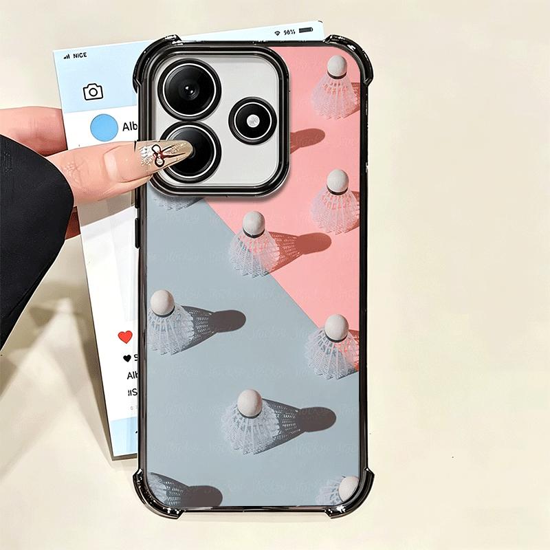 Badminton Sport Plating Phone Case For Xiaomi Poco X5 X6 X7 X8 Pro Max F8 Ultra F7 M8 M7 M5S Redmi 15C 15 14C 13C 13 X3 12C F6