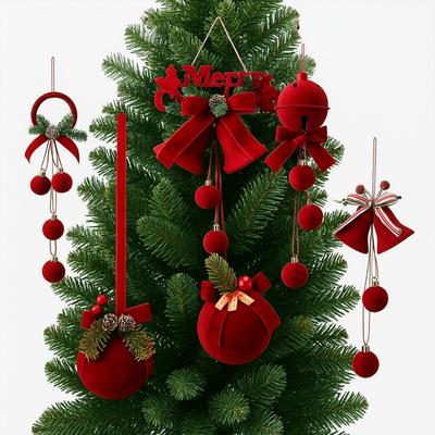 Flocked Christmas Bell Ornament Delicate Nordic Style Christmas Hanging Ornaments Handcrafted Christmas Tree Decoration