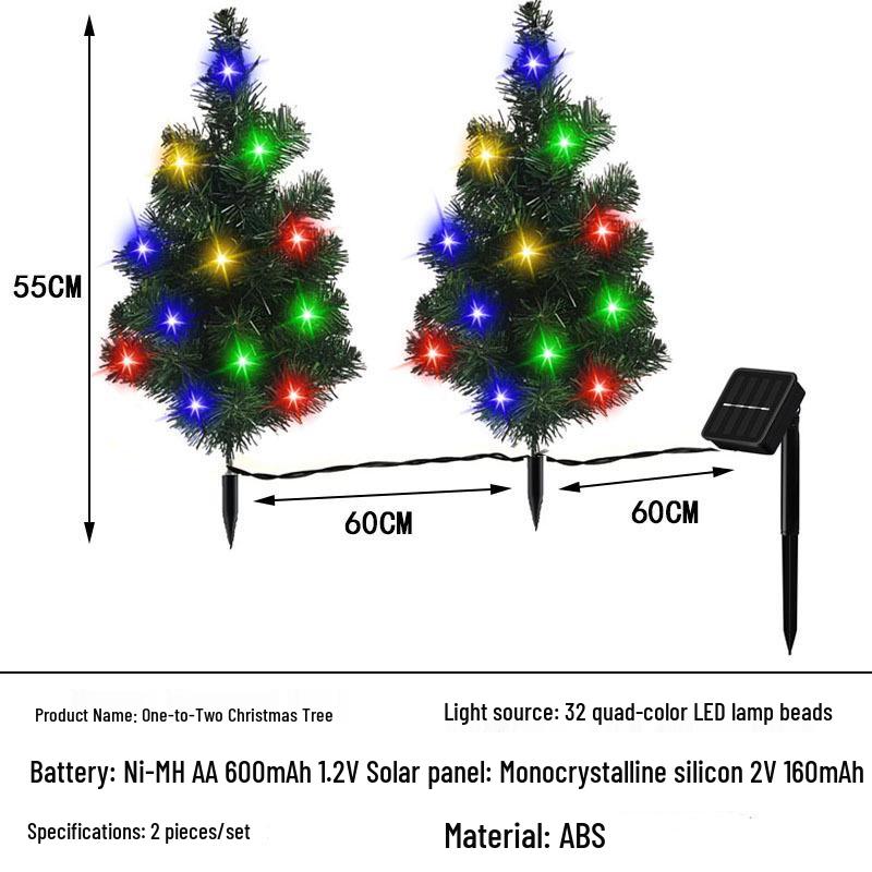 LED Solar Christmas Tree Lights: Outdoor Waterproof Decorative String Lights for Holiday Atmosphere in Courtyard and Lawn