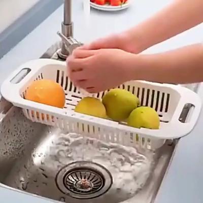 Household Retractable Draining Basket Kitchen Multifunctional Dishwashing Folding Retractable Dishwashing Basket Draining Shelf