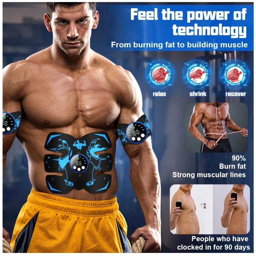 EMS Abs Trainer Rechargeable Abdominal Muscle Stimulator Belt With Multiple Fitness Modes For Core Workout And Home Gym Use