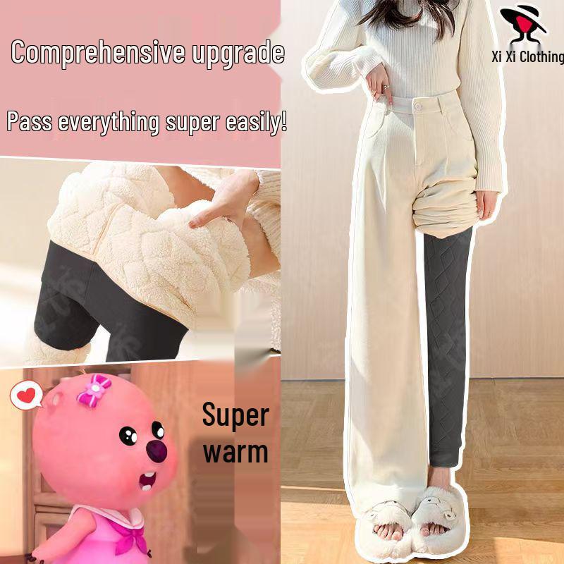 Northeast Women's High Waist Fleece-Lined Wool-Blend Warm Leggings for Autumn/Winter