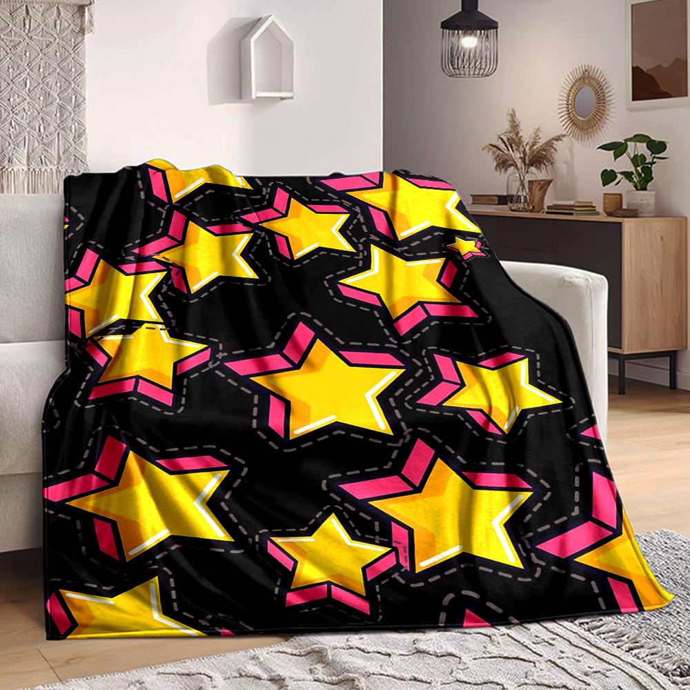 

1pc Star Pattern Blanket Warm, Cozy, And Soft, Suitable for Sofas, Beds, Cars, And Office Use.Perfect for Camping And Travel, Making It a Great Gift f 100x150cm