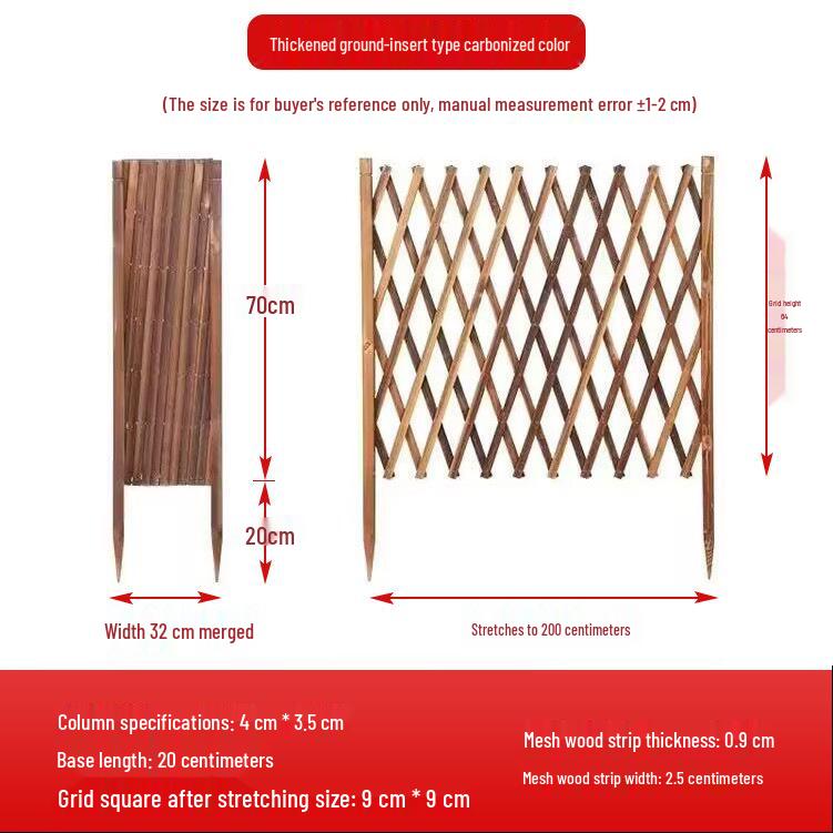 Retractable Outdoor Garden Fence: Anti-Corrosion Wood Railing & Trellis for Courtyards and Balconies