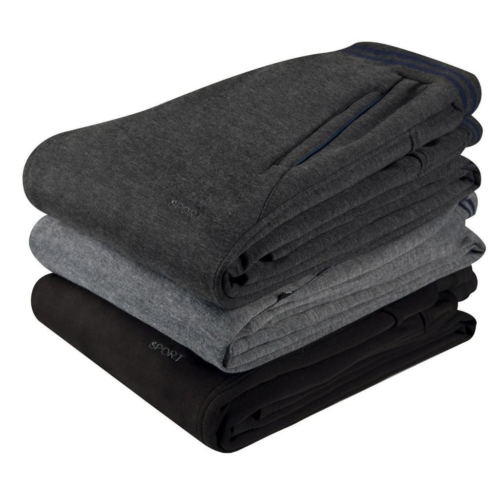 Men's Thickened Elastic Sports Pants for Autumn and Winter - Warm, Loose-Fit Straight Leg for Middle-Aged and Elderly