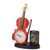 Violin Alarm Clock Retro Fashion Pencil Sharpener Function Table Alarm Clock Violin Shape Novelty Bedside Clock for Music Lovers
