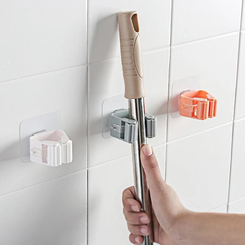 Home Wall Storage Hook Bathroom Suction Hanging Pipe Traceless Hooks Wall Mounted Mop Organizer Waterproof Broom Holder