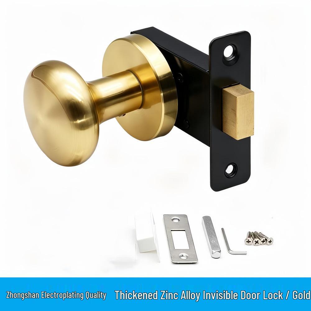 Gray Concealed Invisible Bedroom Door Handle with Hidden Solid Ball Lock