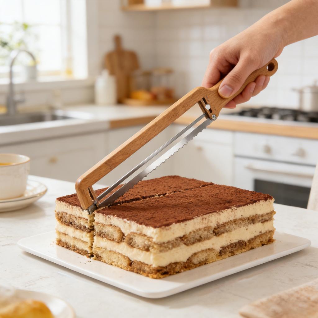 Nóż do chleba, Regulowany chleb – Ulepszony chleb do domowego i na zakwasie, z ząbkowaną stalą nierdzewną i prowadnicą grubości,