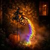 Dynamic LED Swirling Brew Light Halloween Witch Cauldron Yard Light, Flying Silhouette Garden Stake with Colorful Glowing Art for LED, Spooky Outdoor