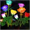 LED Solar Rose Flower Lights: 3, 5, or 6-Head Options for Outdoor Garden and Lawn Decoration