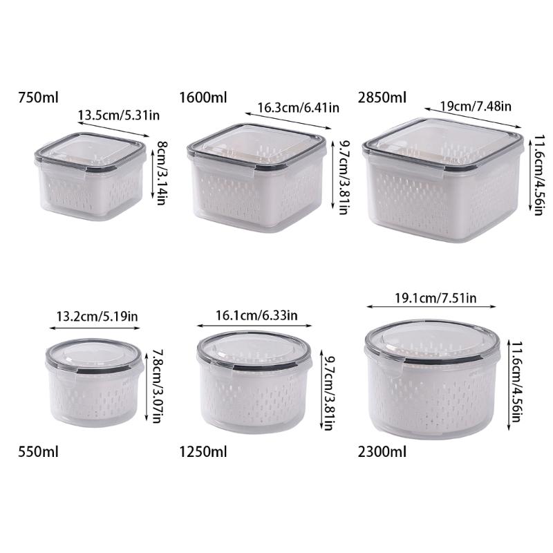 Refrigerator Storage Box for Food Preservation Vegetable and Fruit Organizer Crisper Double Layer Sealing Box with Lid