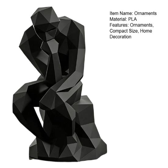 Thinker Ornaments 3D Printed Nordic Style Statue Compact Modern Art Figurine Sharp Edges Desktop Bookshelf Sculpture