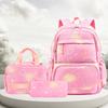Cartoon Backpack Set 3-Piece Large Capacity School Bag with Lunch Pouch for Kids Girls Boys Elementary Students