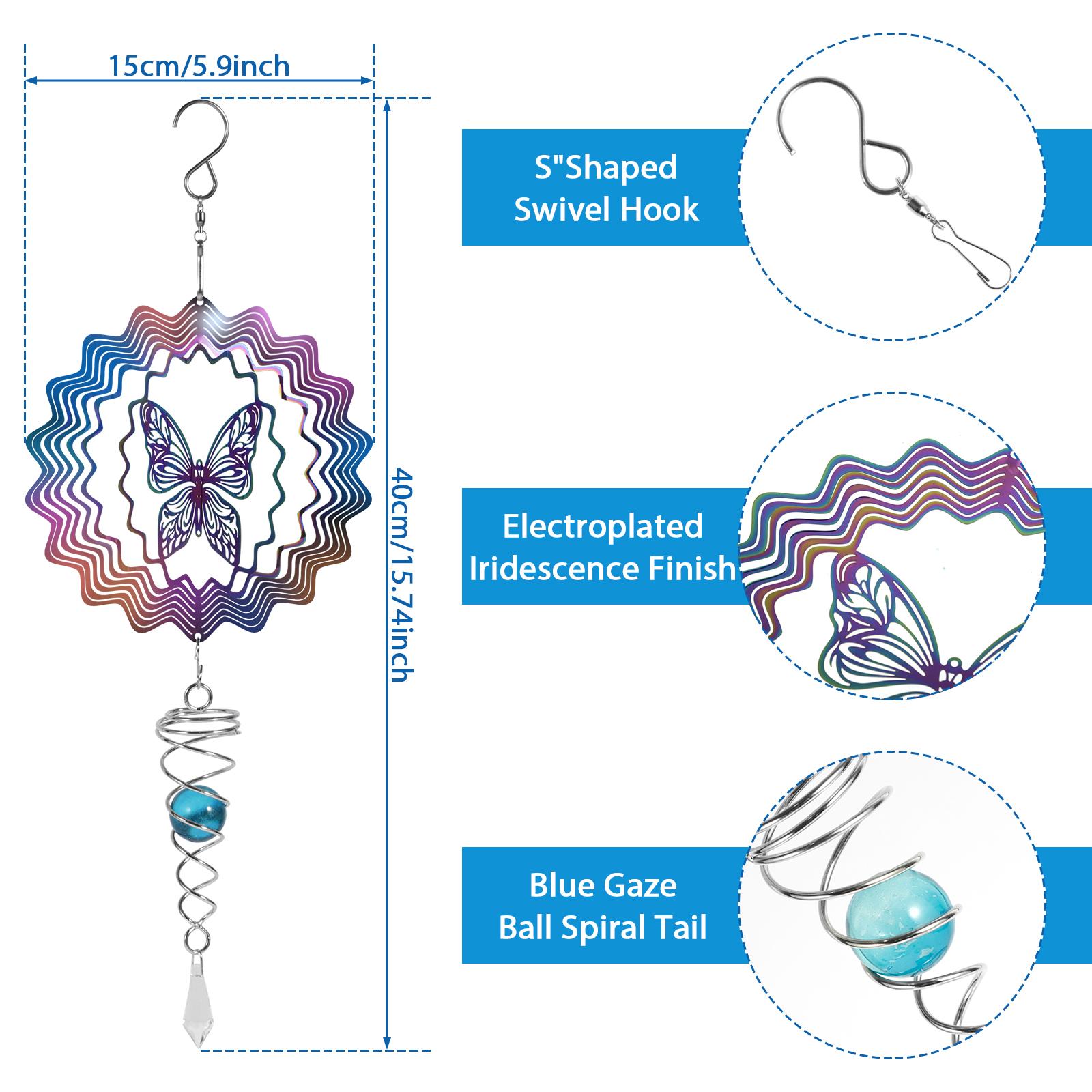 

Outdoor 3D Wind Spinners Stainless Steel Tree of Life Wind Spinner with Spiral Tail Hanging Wind Spinners for Garden Decorations 1 Pc