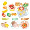 CARLORBO Wooden Pretend Play Kitchen Toy Large Capacity Wooden Toy with Fruit Cutting Function Includes Storage and Learning Perfect for Preschool