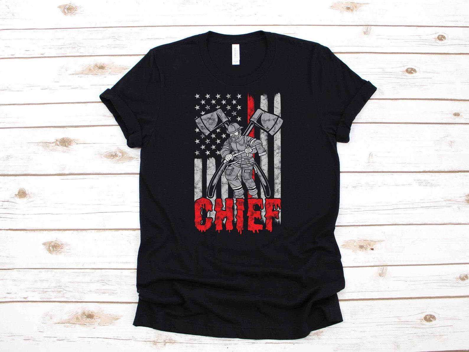 Firefighter Chief Thin Red Line USA Flag Gift | T-Shirt |T-shirt | T-shirt | T-shirt | Tank Top 4XL