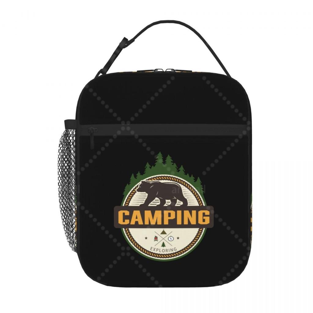Funny Adventure Camper Travel Lunch Bag Reusable Portable Cooler Thermal Lunch Box Oxford Bento Tote Bag for Work Travel Picnic
