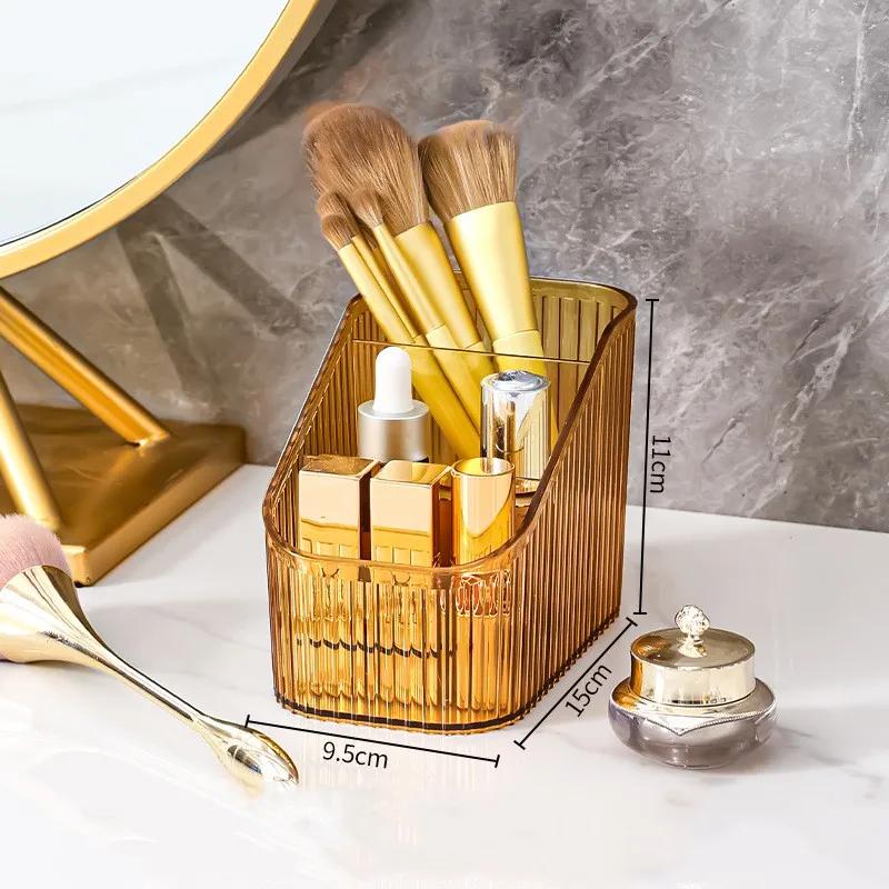 

Пластиковый ящик для хранения косметики в ванной комнате, косметический органайзер, настольный футляр для хранения ювелирных изделий и мелочей, настольный контейнер-органайзер As shown&As shown