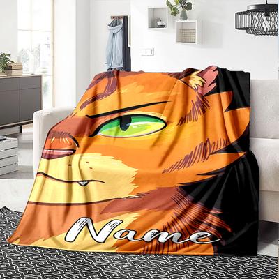 Personalisierbare Decke mit Namen und Persönlichkeitsmerkmalen von Kriegerkatzen, Weich & Warm, für Sofa, Büro, Bett, Reisen, Mittagspause, Geschenk, Geeignet für alle Jahreszeiten