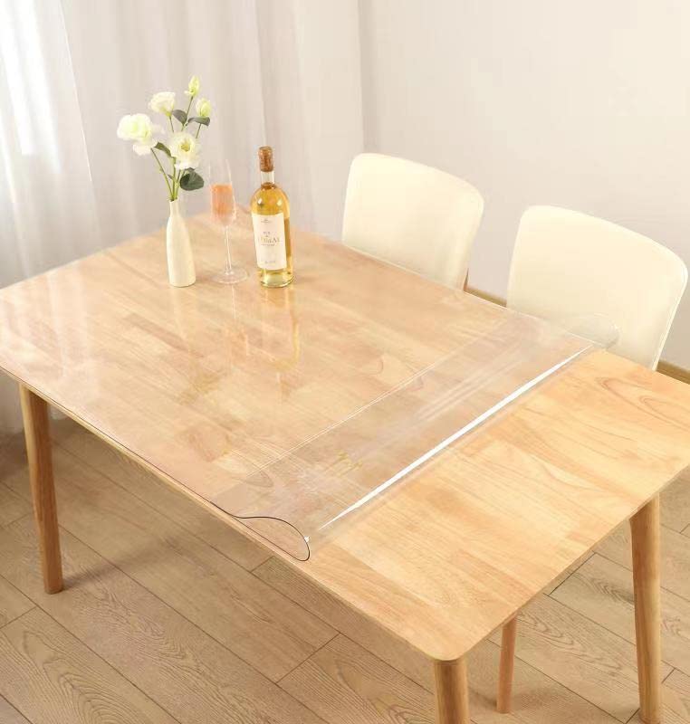 Table Transparent Table Cloth Thickness Desk Transparent Table Table Vinyl Stain Water Heat Rectangular Size Available Mat, 90180cm, 2.0mm, Mat,