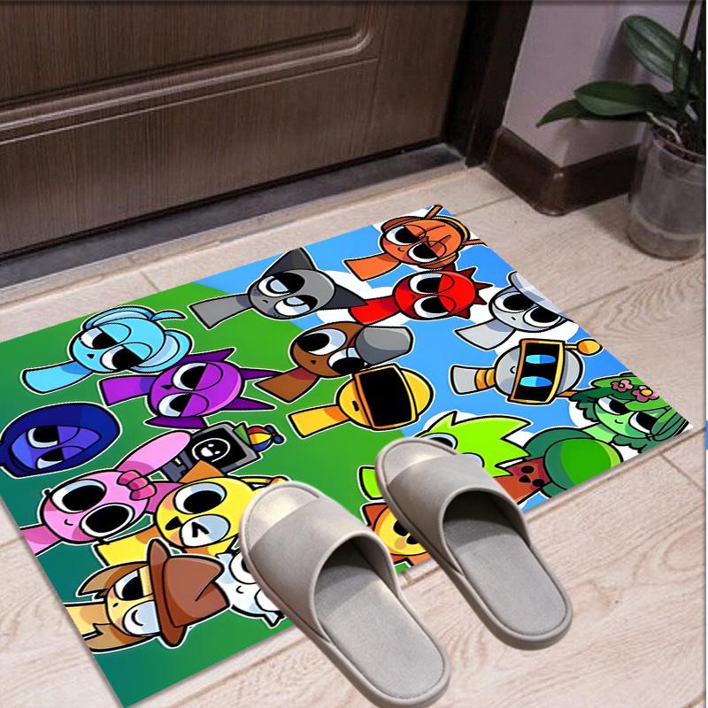 Sprunki Game Pattern Rug, Indoor/Outdoor Mat, for Picnic, Gameroom, Bedroom, Office, Living Room, Home Decor Carpet, Birthday Gift