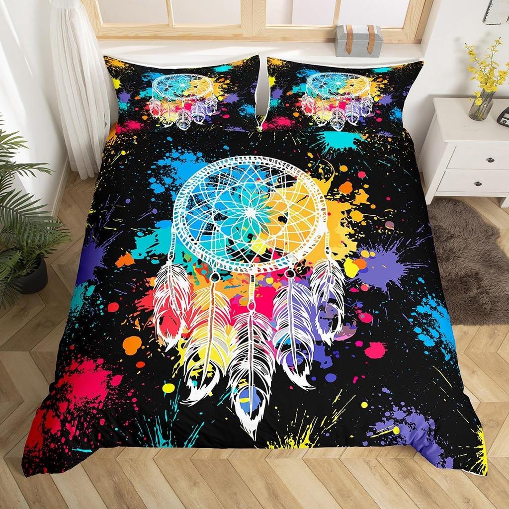 Comforter Dream Catcher Comforter For Girls Women Boho Feather Single Queen Exotic Bohemian Mandala Floral Bedding Set