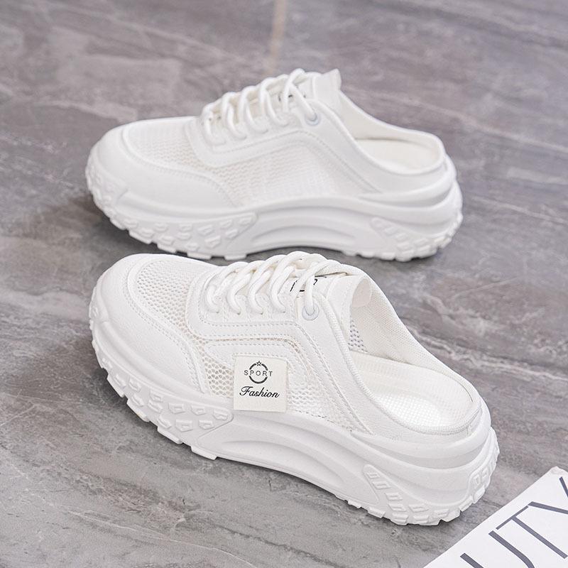 Summer new mesh breathable bag head shoes ins half slippers platform casual shoes CY
