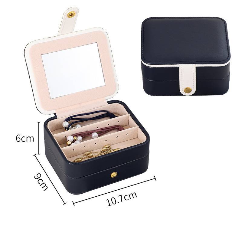 Children Jewelry Box With Mirror Multi Layer Travel Organizer For Earrings And Necklaces