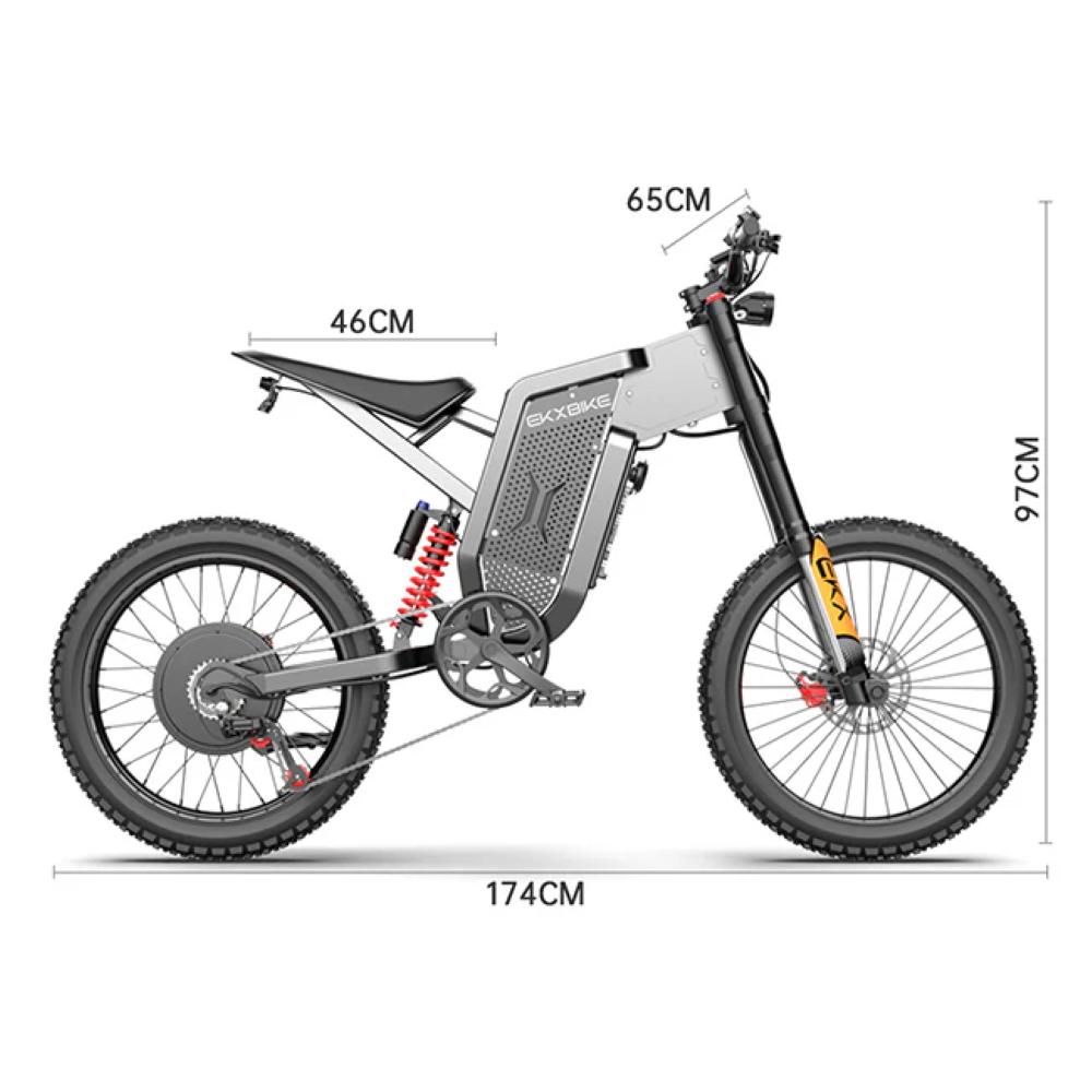 X21 Max E-Bike, 85km/h, 60V30AH, 20*1.9'', 80km Range, 7 Speed, 180kg Load, Dual Suspension, Dual Hydraulic Disc Brake
