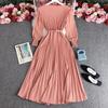 Llegada de Primavera: Elegante Vestido Largo Francés con Cintura Plisada Adelgazante para Mujer