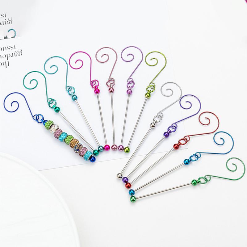 Beadable Metal Christmas Hangers For Crafting And Tree Decoration Colorful Hanging Hook Craft Accessories