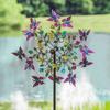 Colorful Butterfly Garden Wind Spinner Metal Stakes Flower Windmill Iron Art Handcrafts Garden Lawn Yard Decor Removable