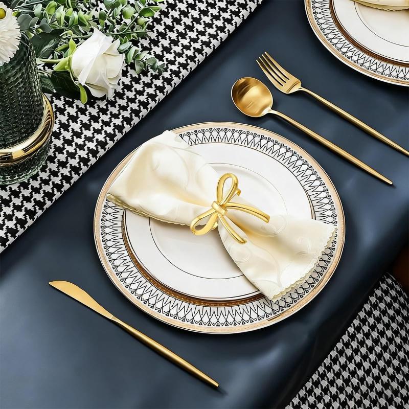 4Pcs Gold Bow Napkin Ring, Reusable Napkin Holder, Suitable For Valentine'S Day, Parties, And Wedding Table Decorations