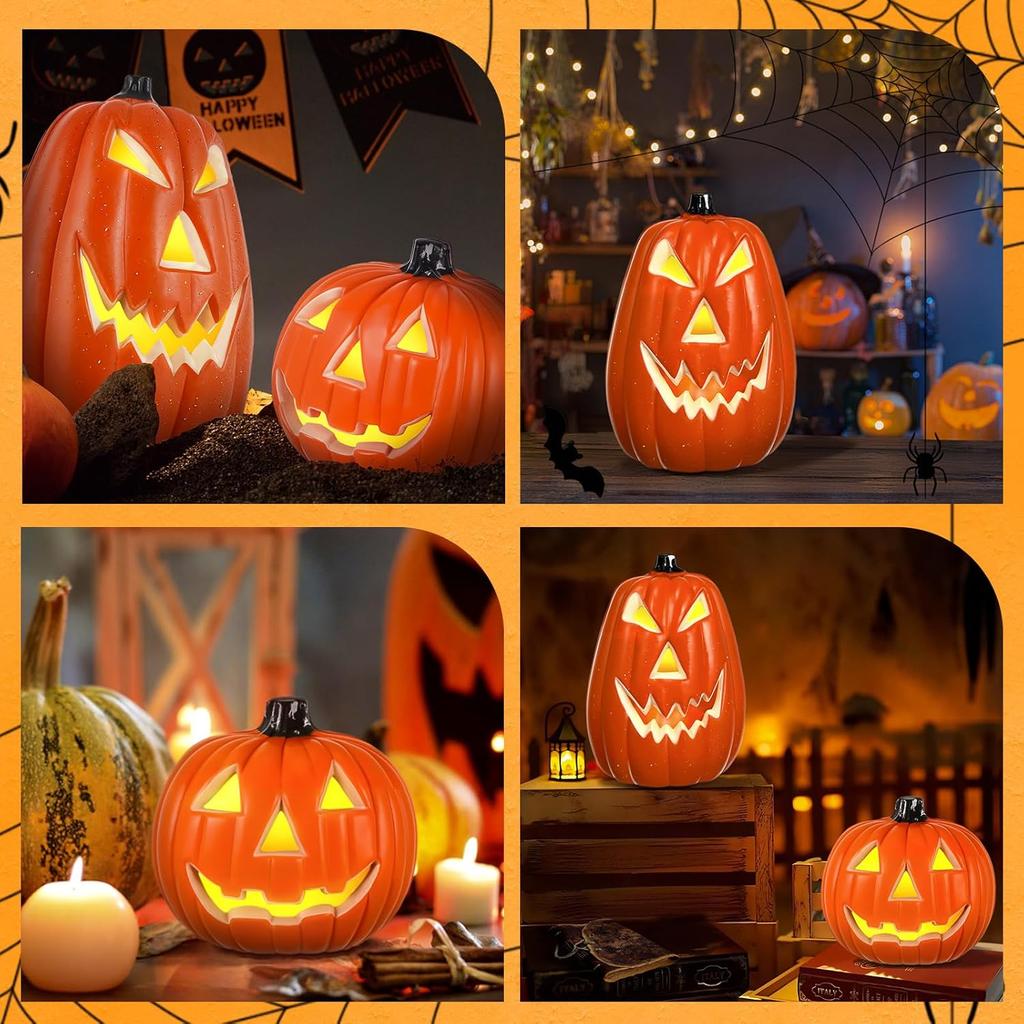 Halloween Pumpkin Lights Plastic Jack O Lantern Table Decor For Home Party Style A